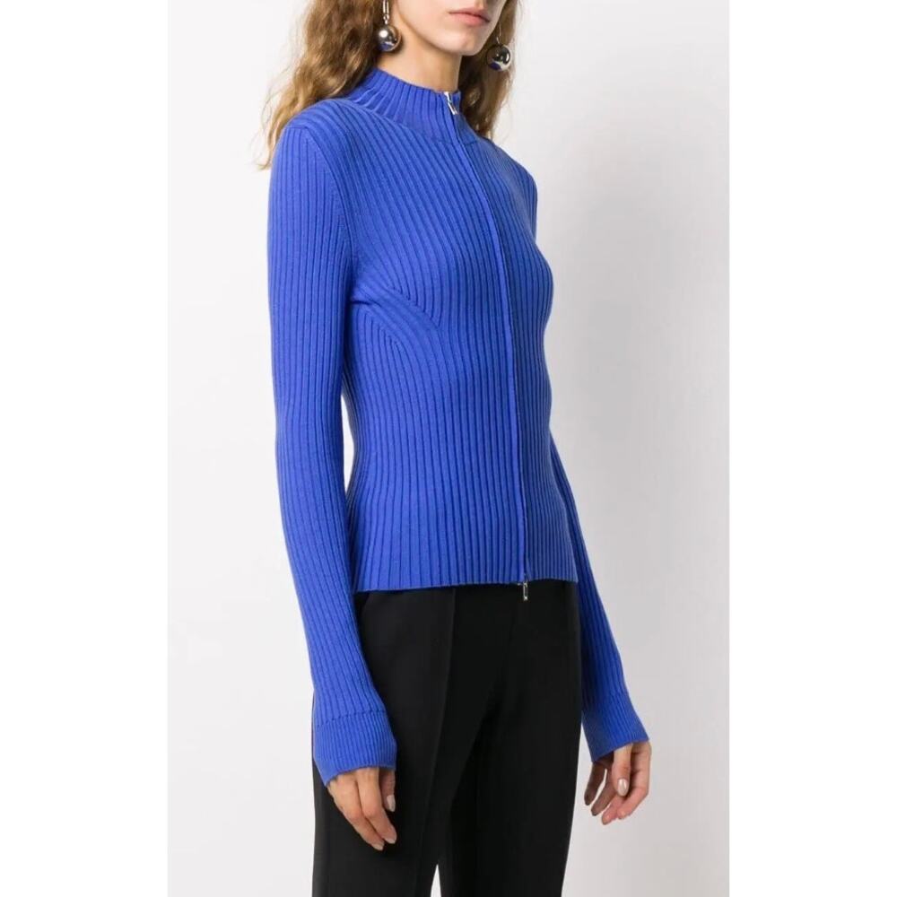 Wolford Concordia Ribbed Knit Zip Cardigan Blue XS - Picture 12 of 16
